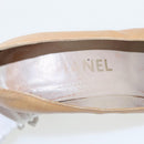 CHANEL High Heels Leather Beige Brown CC Auth ac3348-24