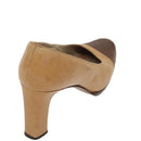 CHANEL High Heels Leather Beige Brown CC Auth ac3348-3