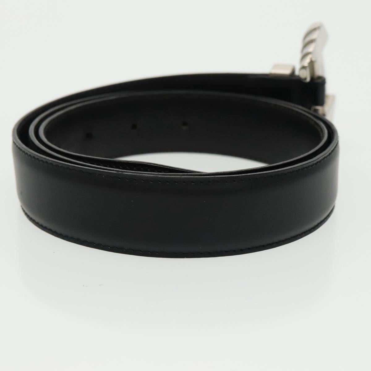 VERSACE Belt Leather Black Silver Auth ac3352