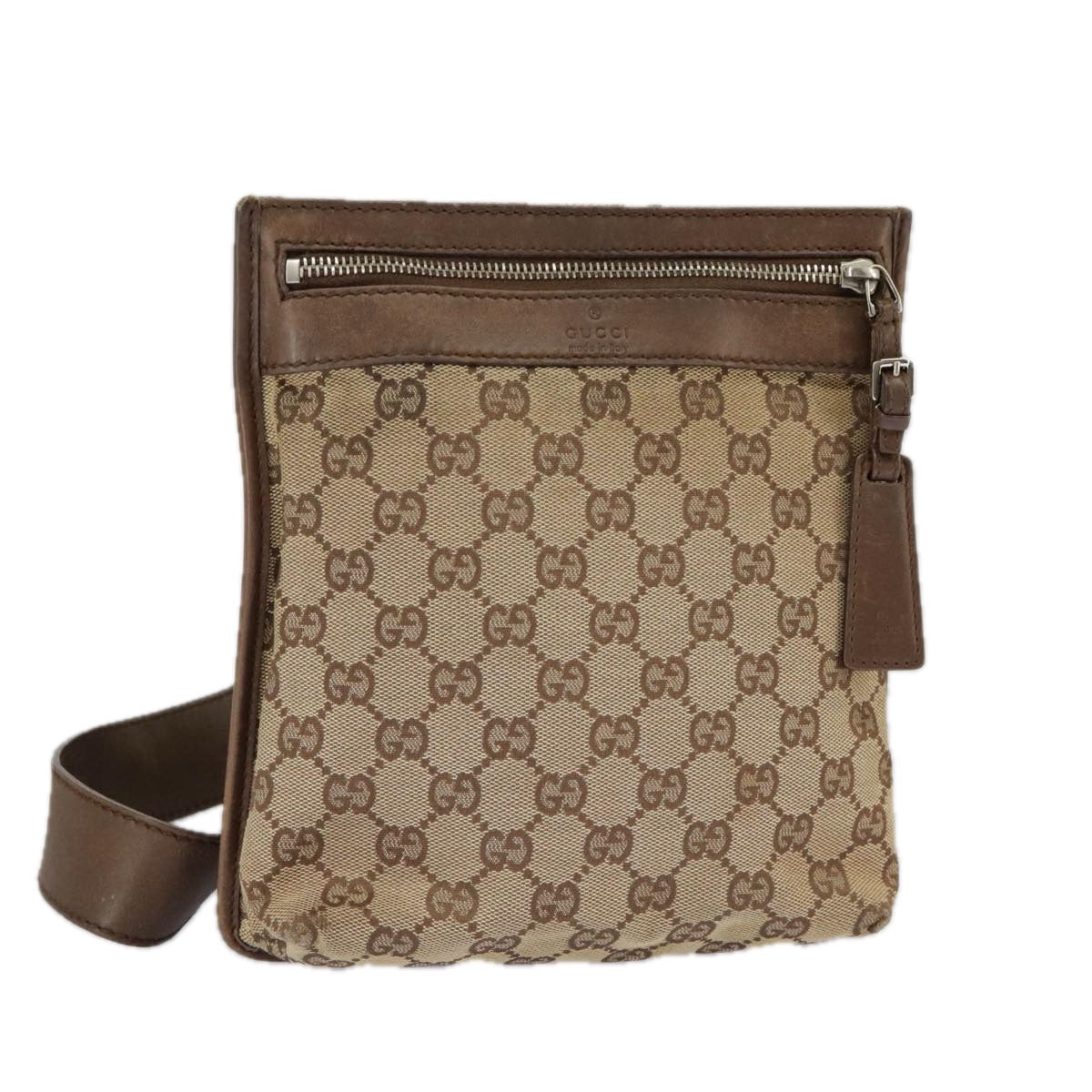 GUCCI GG Canvas Shoulder Bag Beige Brown 92562 Auth ac3353