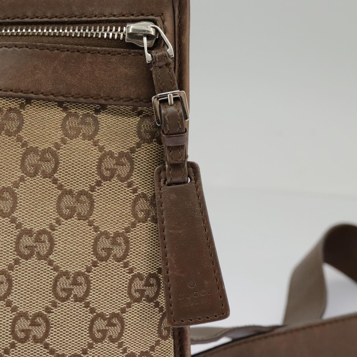 GUCCI GG Canvas Shoulder Bag Beige Brown 92562 Auth ac3353