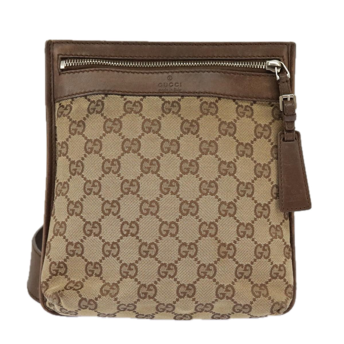 GUCCI GG Canvas Shoulder Bag Beige Brown 92562 Auth ac3353 - 0