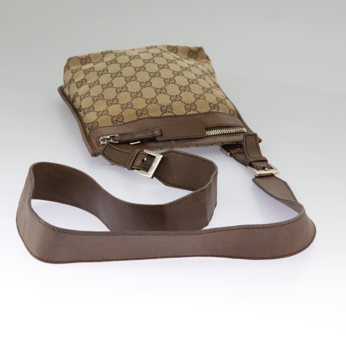 GUCCI GG Canvas Shoulder Bag Beige Brown 92562 Auth ac3353