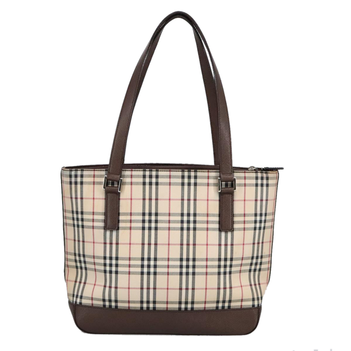 Burberrys Nova Check Canvas Tote Bag Beige Brown Auth ac3357