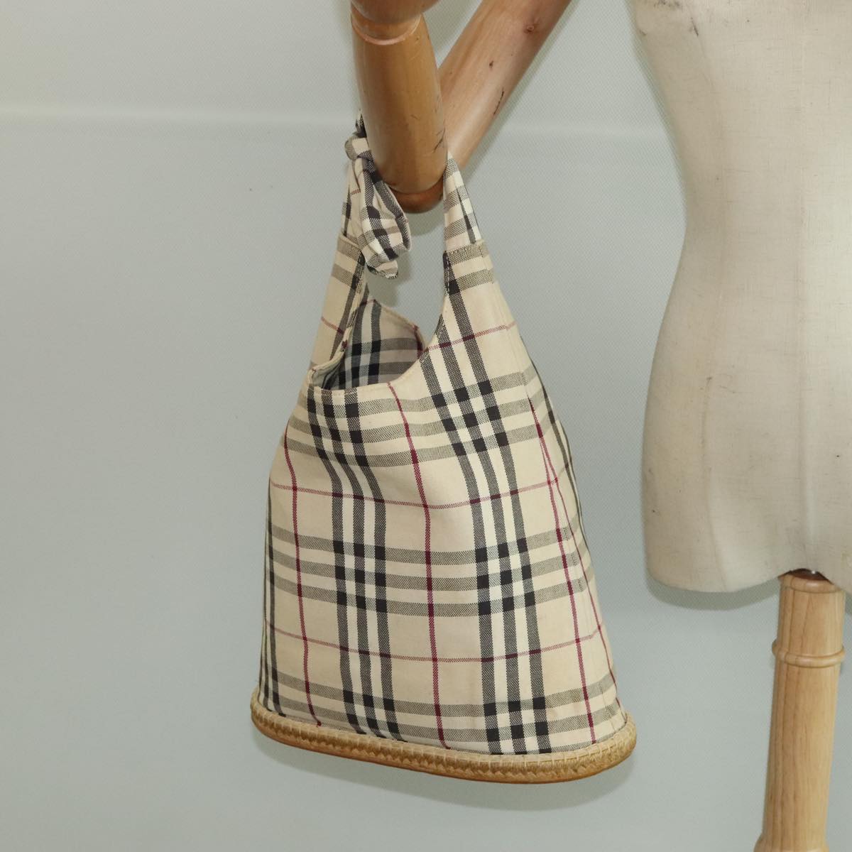 BURBERRY Nova Check Shoulder Bag Beige Auth ac3358