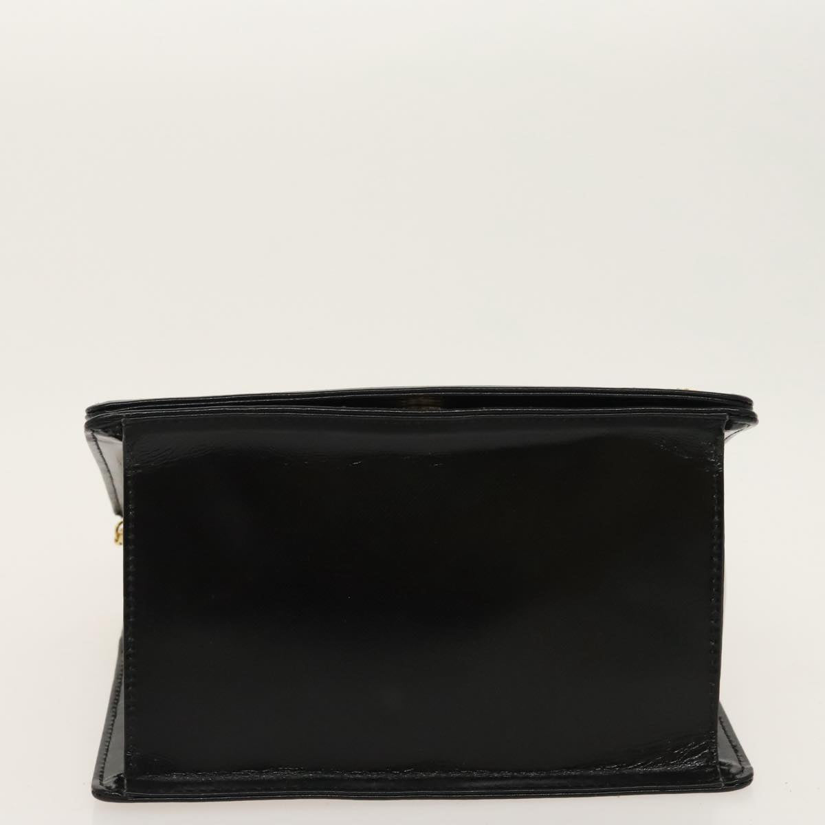 VERSACE Hand Bag Leather Black Gold Auth ac3361