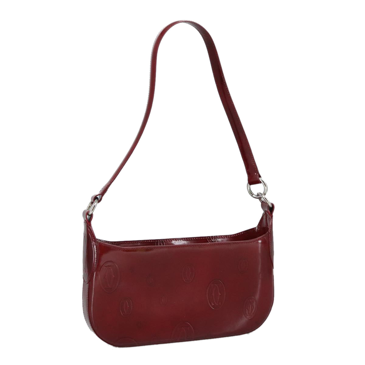 CARTIER happy Birthday Hand Bag Patent leather Red Auth ac3363