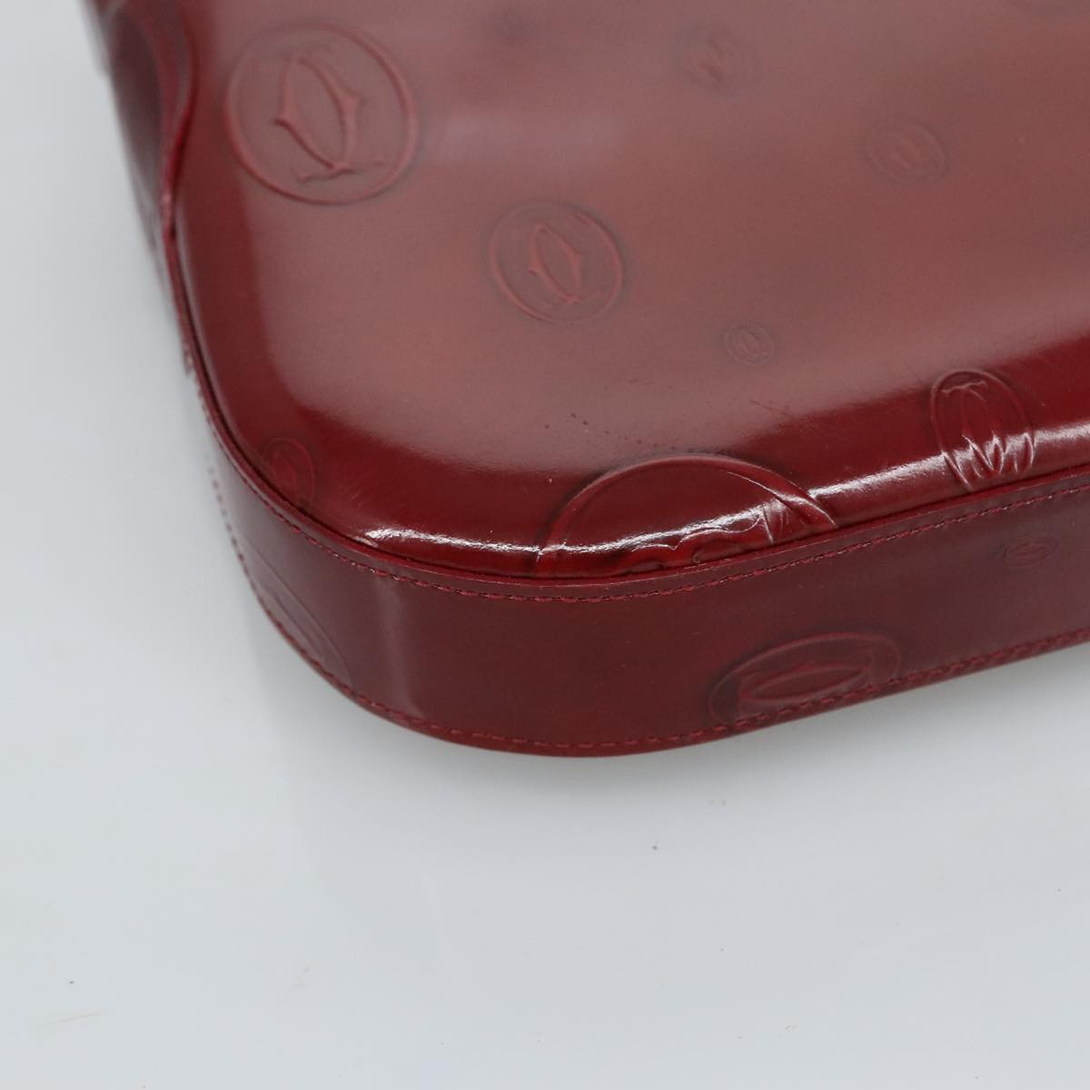 CARTIER happy Birthday Hand Bag Patent leather Red Auth ac3363