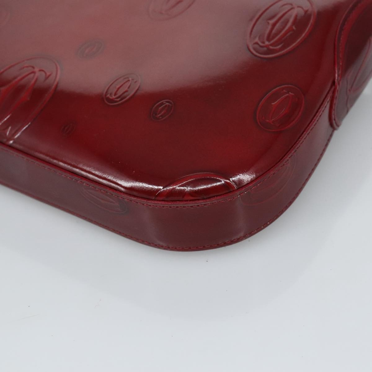 CARTIER happy Birthday Hand Bag Patent leather Red Auth ac3363