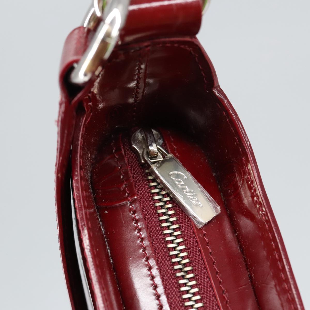 CARTIER happy Birthday Hand Bag Patent leather Red Auth ac3363