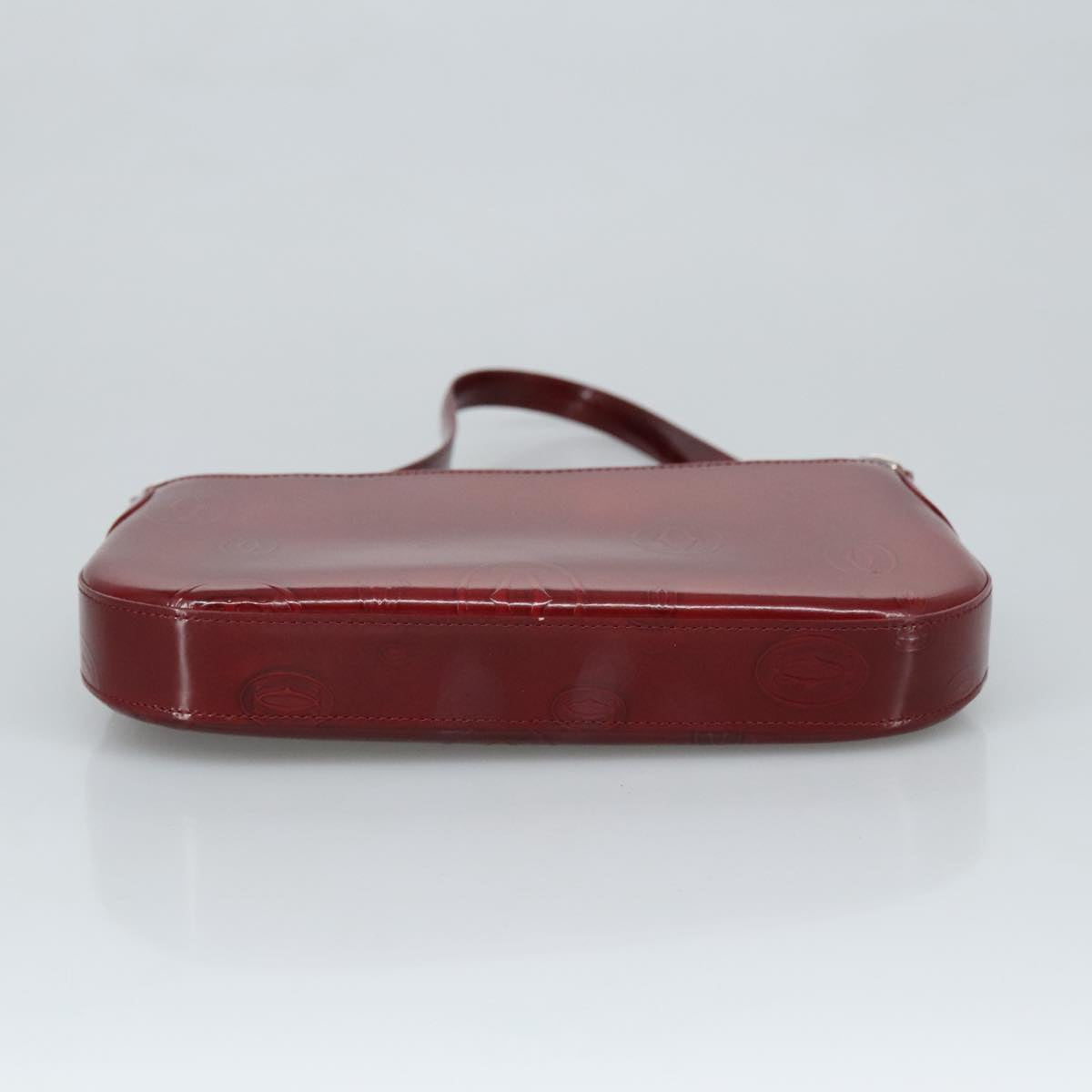 CARTIER happy Birthday Hand Bag Patent leather Red Auth ac3363