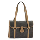 Christian Dior Honeycomb Canvas Hand Bag PVC Black Beige Auth ac3364-1