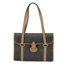 Christian Dior Honeycomb Canvas Hand Bag PVC Black Beige Auth ac3364-13