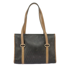 Christian Dior Honeycomb Canvas Hand Bag PVC Black Beige Auth ac3364 - 0