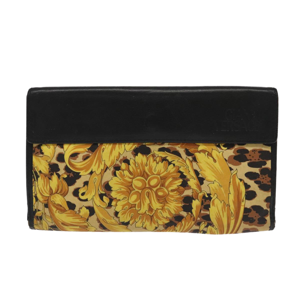 VERSACE Wallet PVC Leather 2Set Black Yellow Auth ac3374 - 0