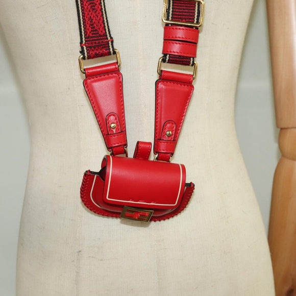 FENDI AirPods case Pouch Leather Red Auth ac3375V