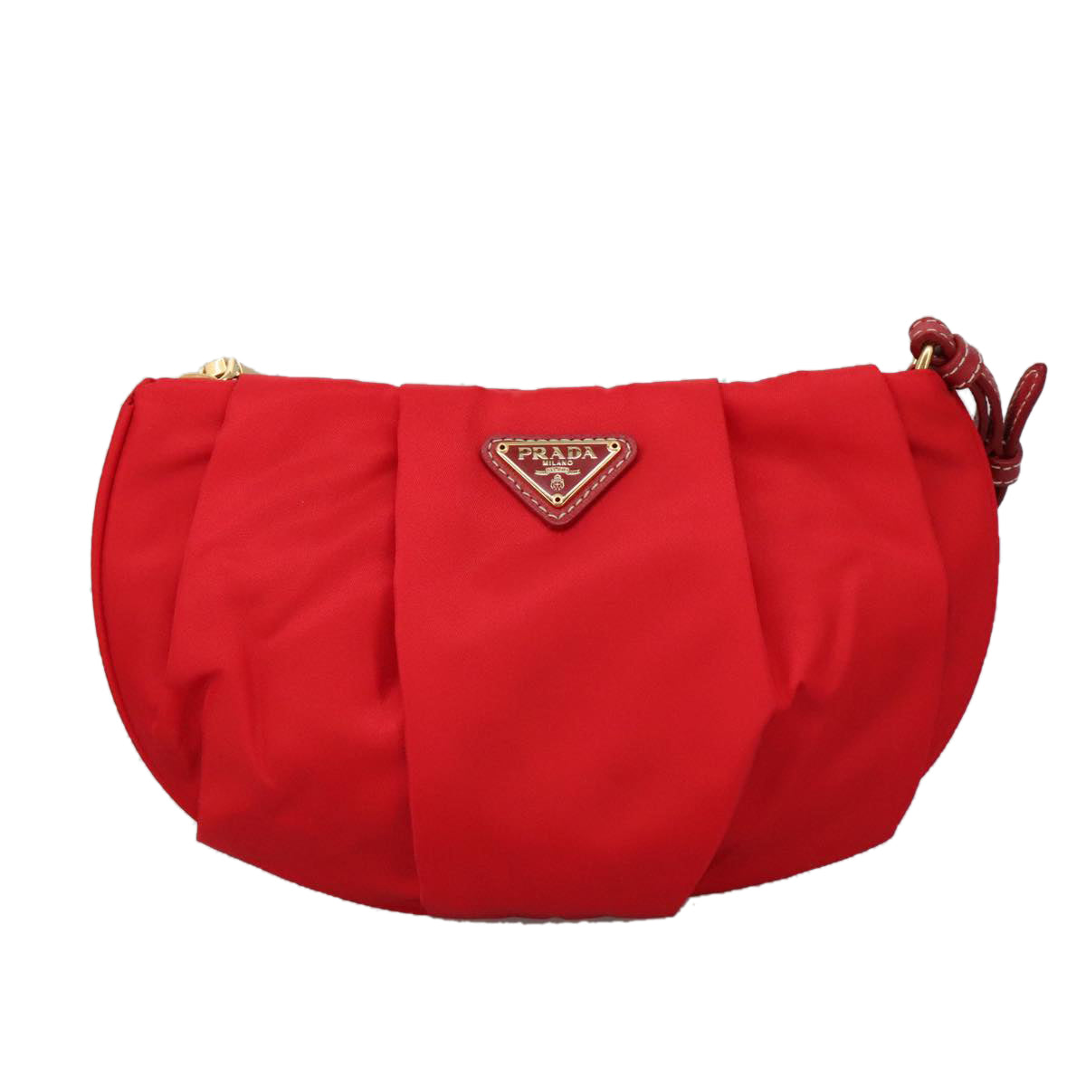 PRADA Pouch Nylon Red Gold Auth ac3383