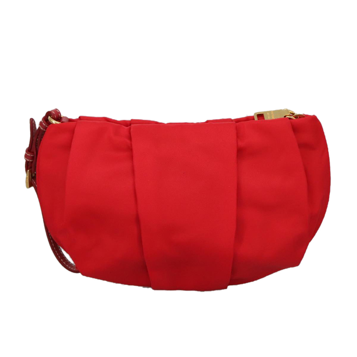 PRADA Pouch Nylon Red Gold Auth ac3383 - 0