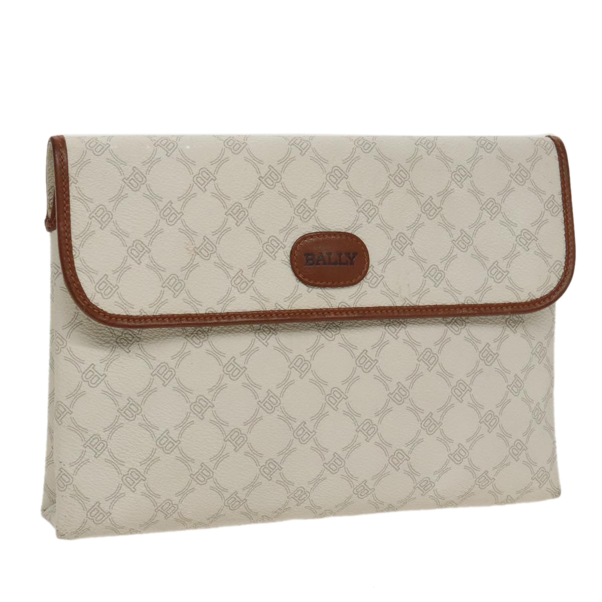 BALLY Clutch Bag PVC White Auth ac3387