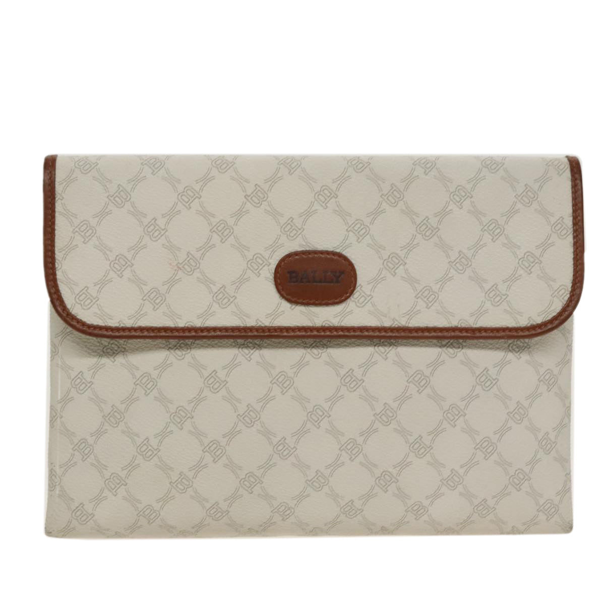 BALLY Clutch Bag PVC White Auth ac3387 - 0