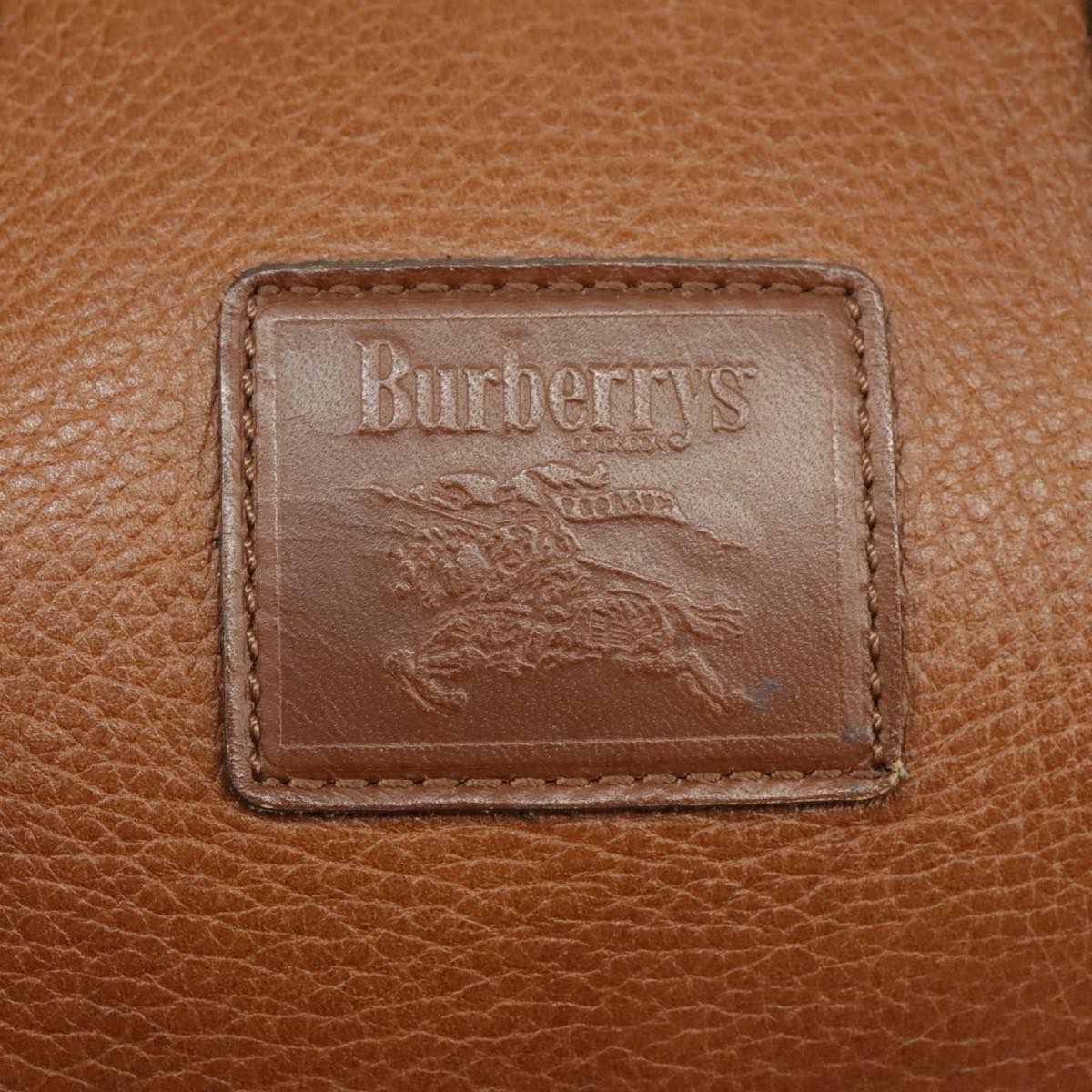 Burberrys Boston Bag Leather Brown Gold Auth ac3388