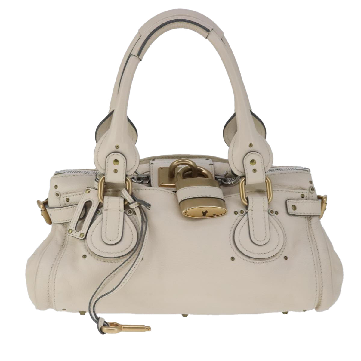 Chloe Paddington Hand Bag Leather White Auth ac3389 - 0