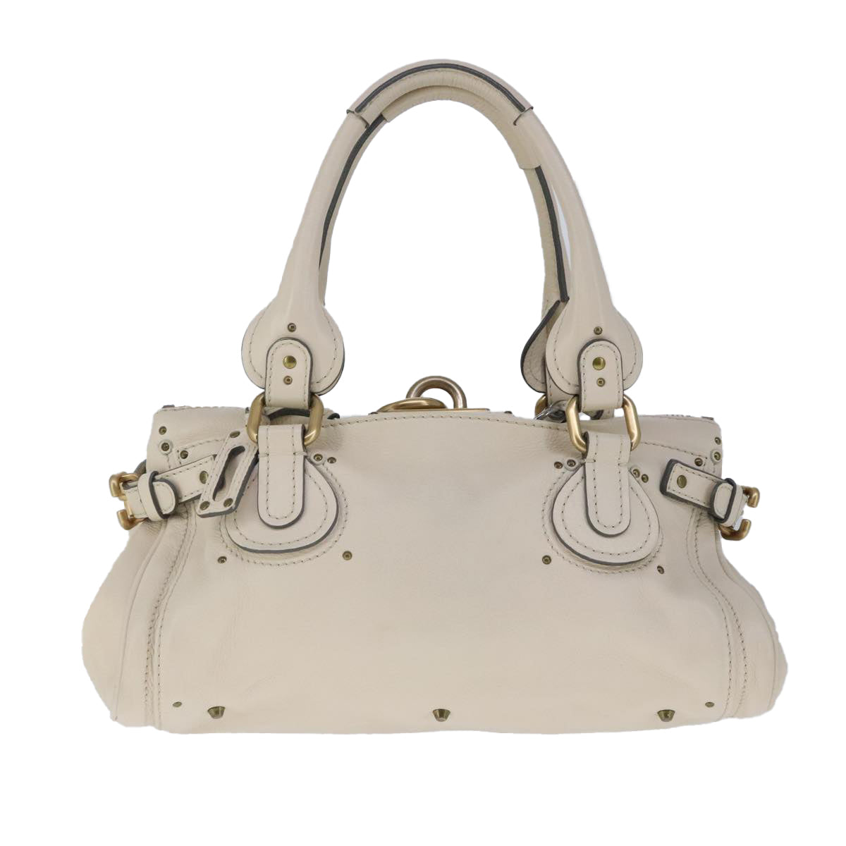 Chloe Paddington Hand Bag Leather White Auth ac3389