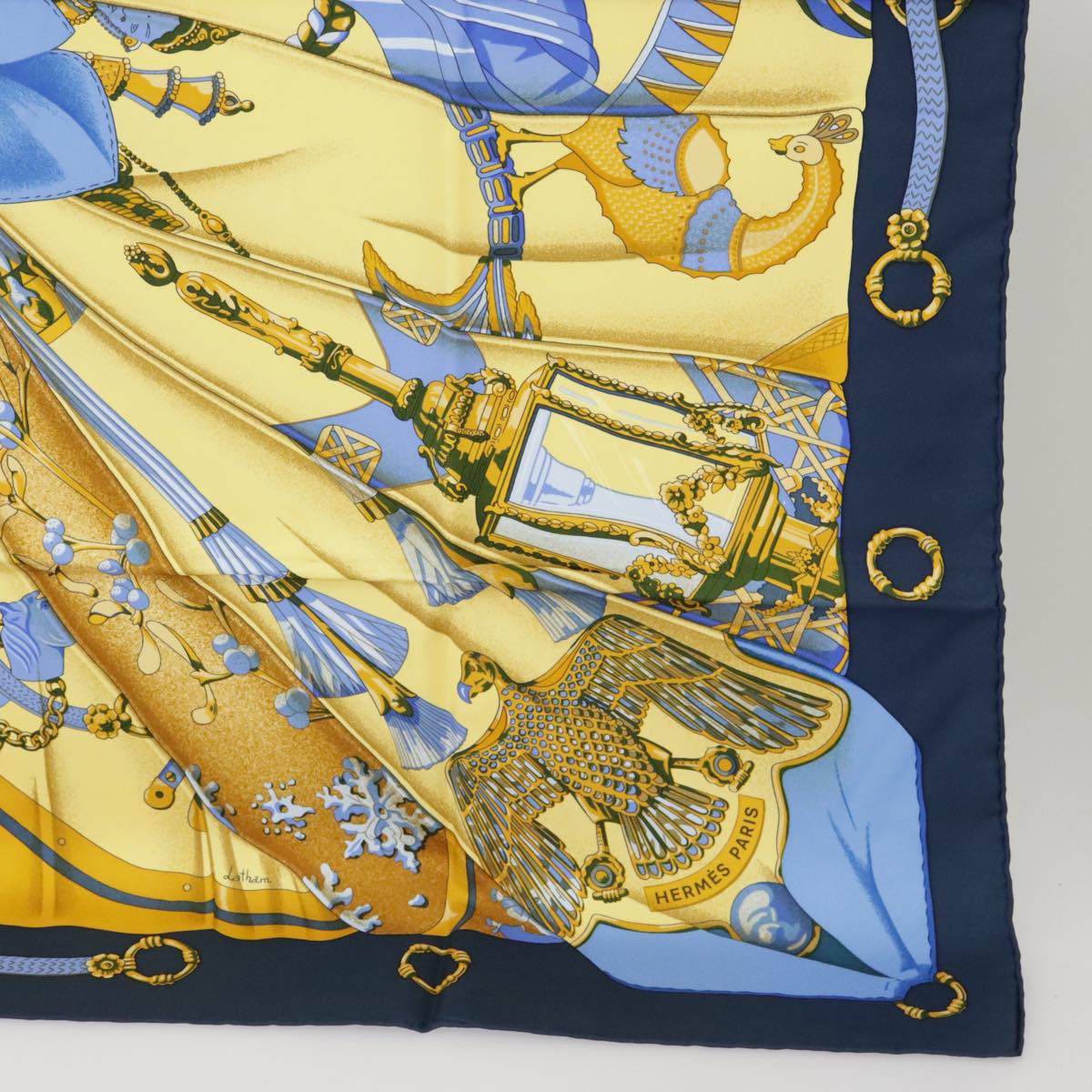 HERMES Carre90 Soleil de Soie Scarf Silk Blue Auth ac3391