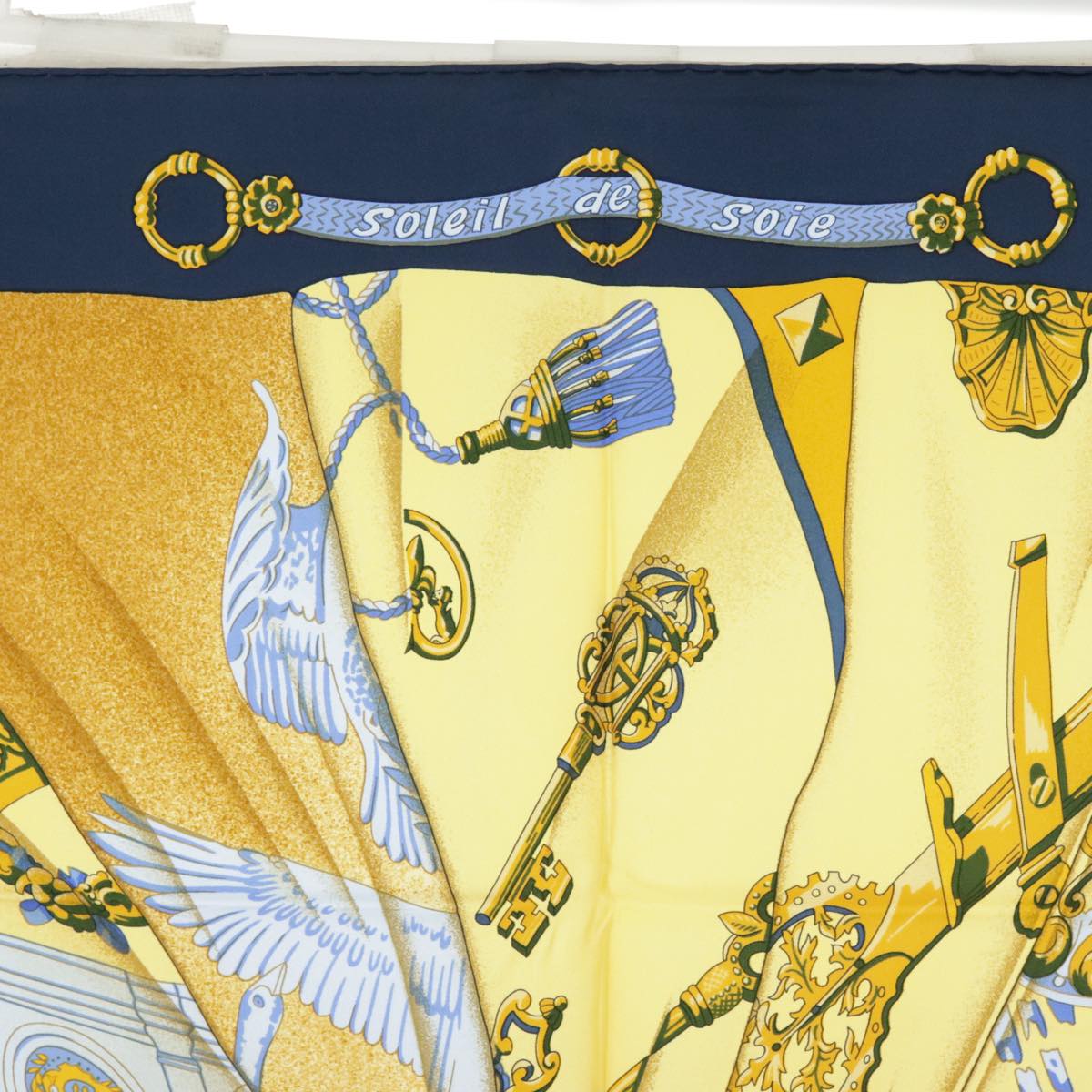 HERMES Carre90 Soleil de Soie Scarf Silk Blue Auth ac3391