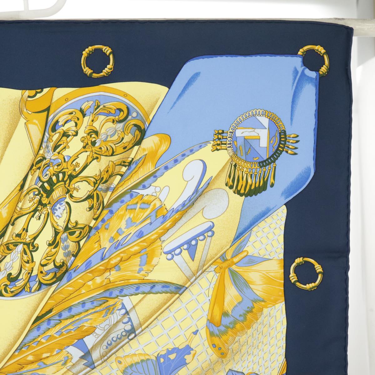 HERMES Carre90 Soleil de Soie Scarf Silk Blue Auth ac3391