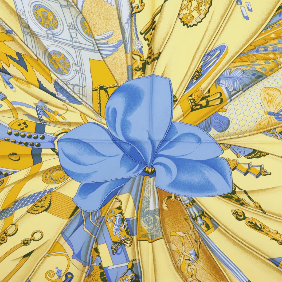 HERMES Carre90 Soleil de Soie Scarf Silk Blue Auth ac3391