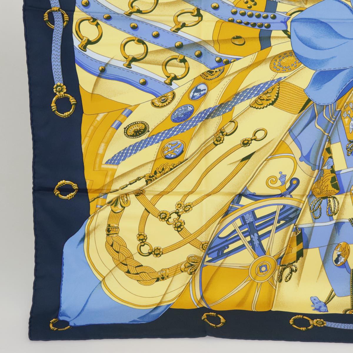 HERMES Carre90 Soleil de Soie Scarf Silk Blue Auth ac3391