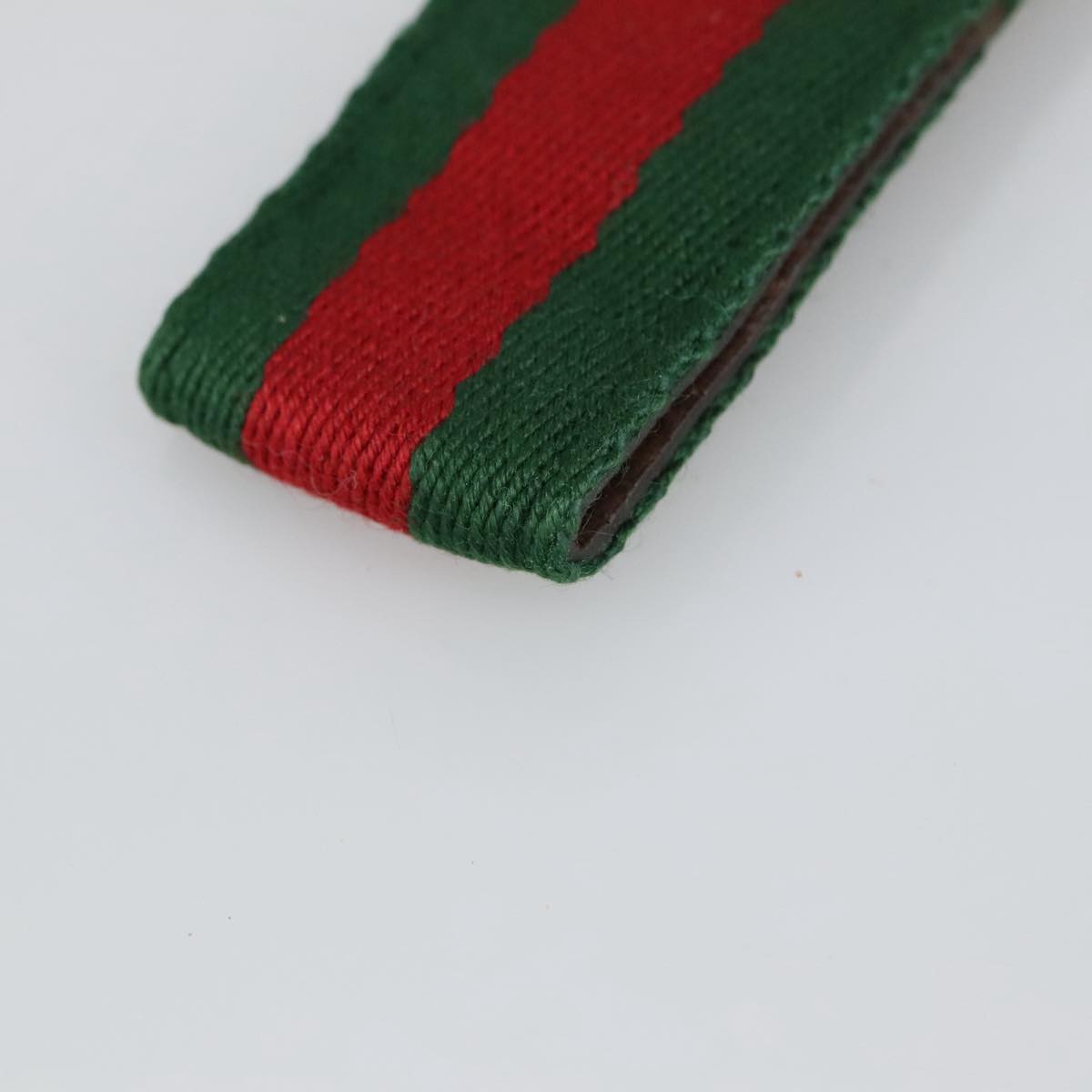 GUCCI Ofidia Web Sherry Line Key Ring Leather Red Green Auth ac3396