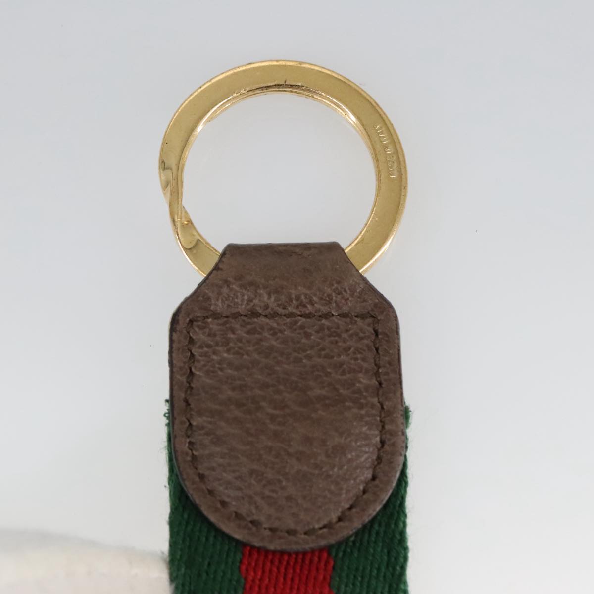 GUCCI Ofidia Web Sherry Line Key Ring Leather Red Green Auth ac3396