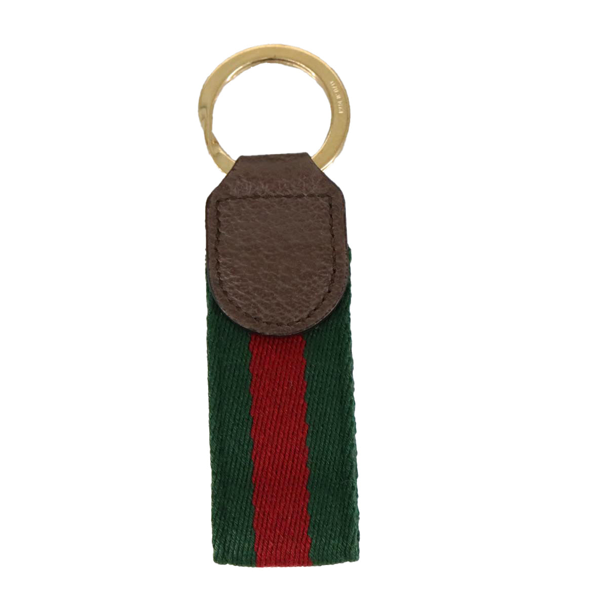 GUCCI Ofidia Web Sherry Line Key Ring Leather Red Green Auth ac3396