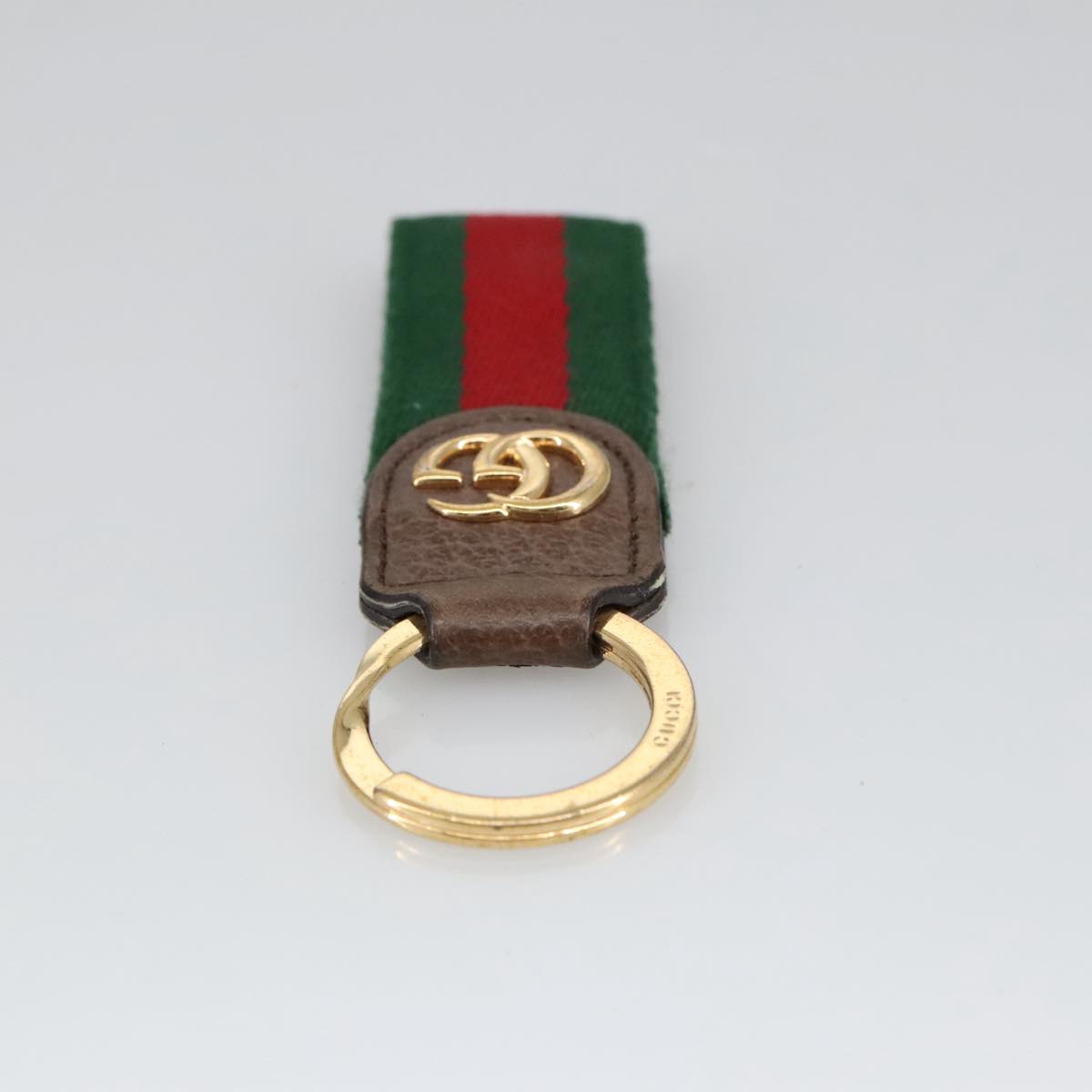 GUCCI Ofidia Web Sherry Line Key Ring Leather Red Green Auth ac3396