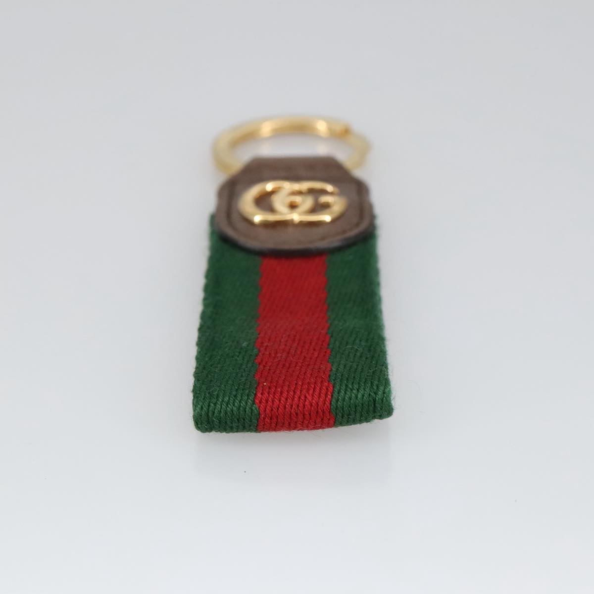 GUCCI Ofidia Web Sherry Line Key Ring Leather Red Green Auth ac3396