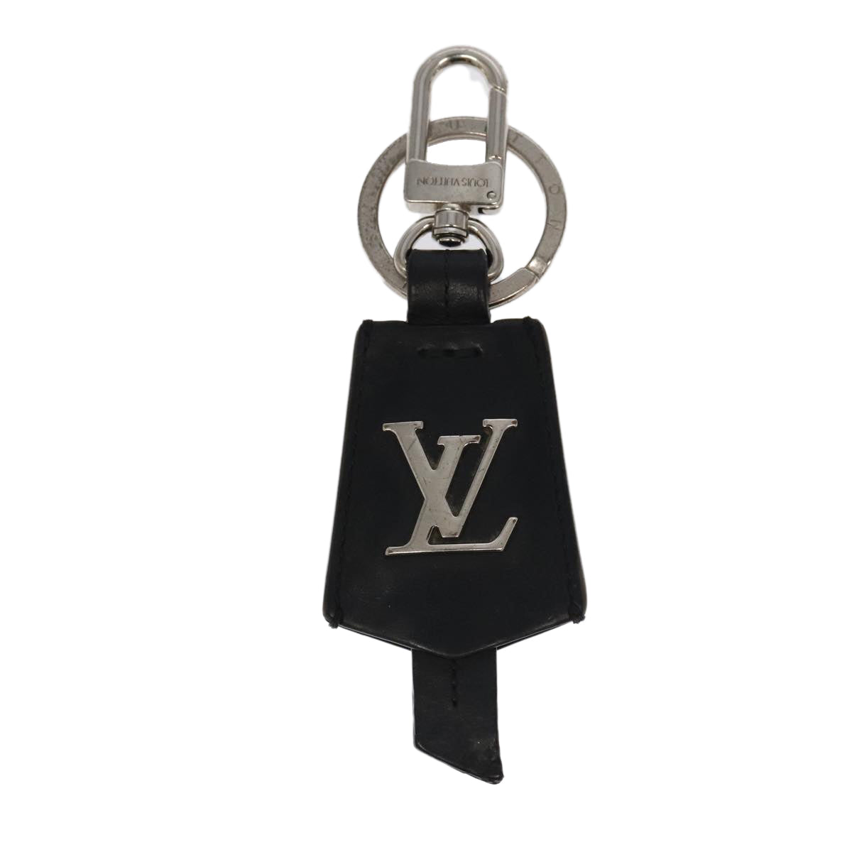 LOUIS VUITTON Cloche Cle Charm Leather Black Silver M68020 LV Auth ac3402 - 0