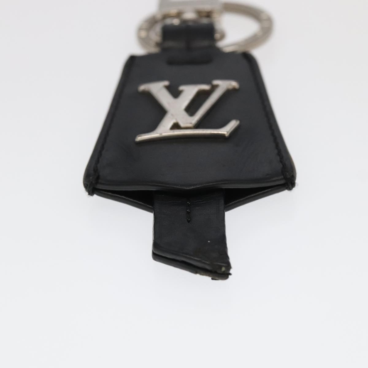 LOUIS VUITTON Cloche Cle Charm Leather Black Silver M68020 LV Auth ac3402