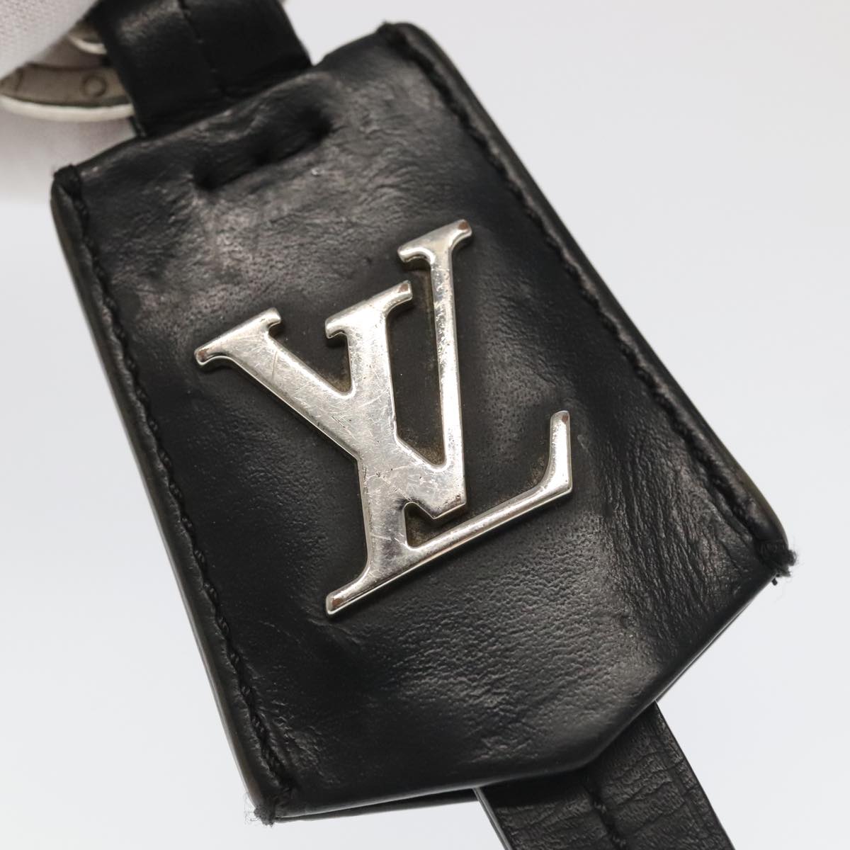 LOUIS VUITTON Cloche Cle Charm Leather Black Silver M68020 LV Auth ac3402