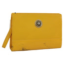 Gianni Versace Clutch Bag Leather Yellow Gold Auth ac3403-1