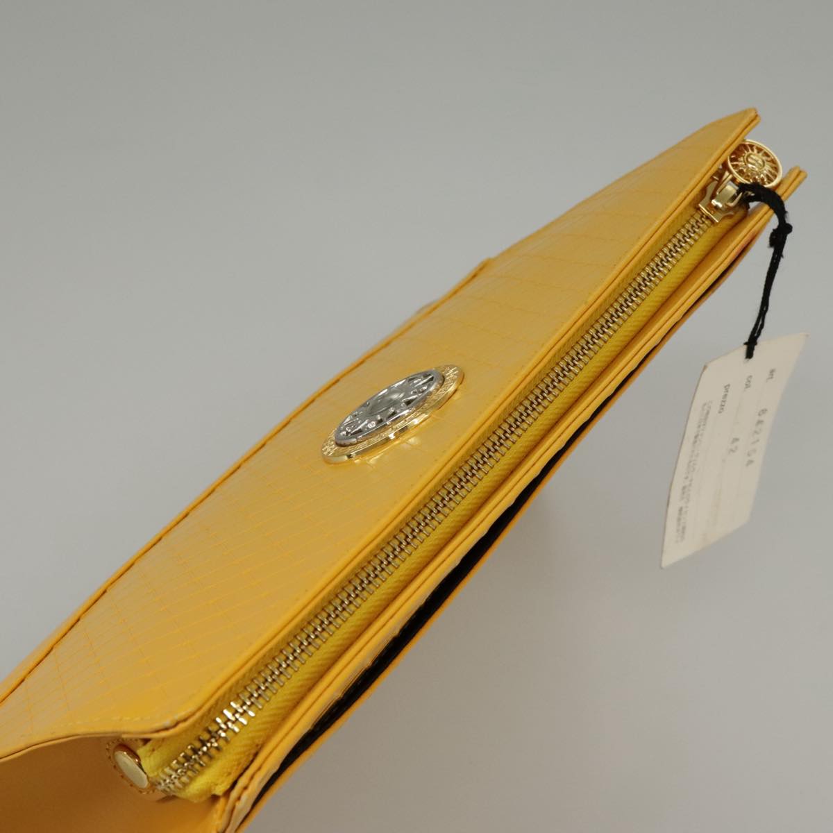 Gianni Versace Clutch Bag Leather Yellow Gold Auth ac3403