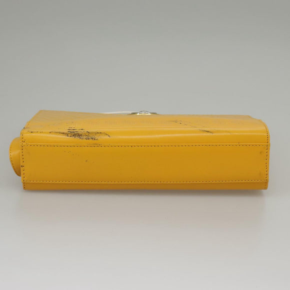Gianni Versace Clutch Bag Leather Yellow Gold Auth ac3403