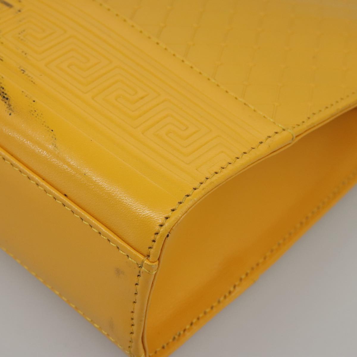 Gianni Versace Clutch Bag Leather Yellow Gold Auth ac3403