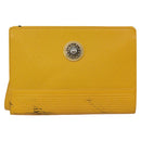 Gianni Versace Clutch Bag Leather Yellow Gold Auth ac3403-13