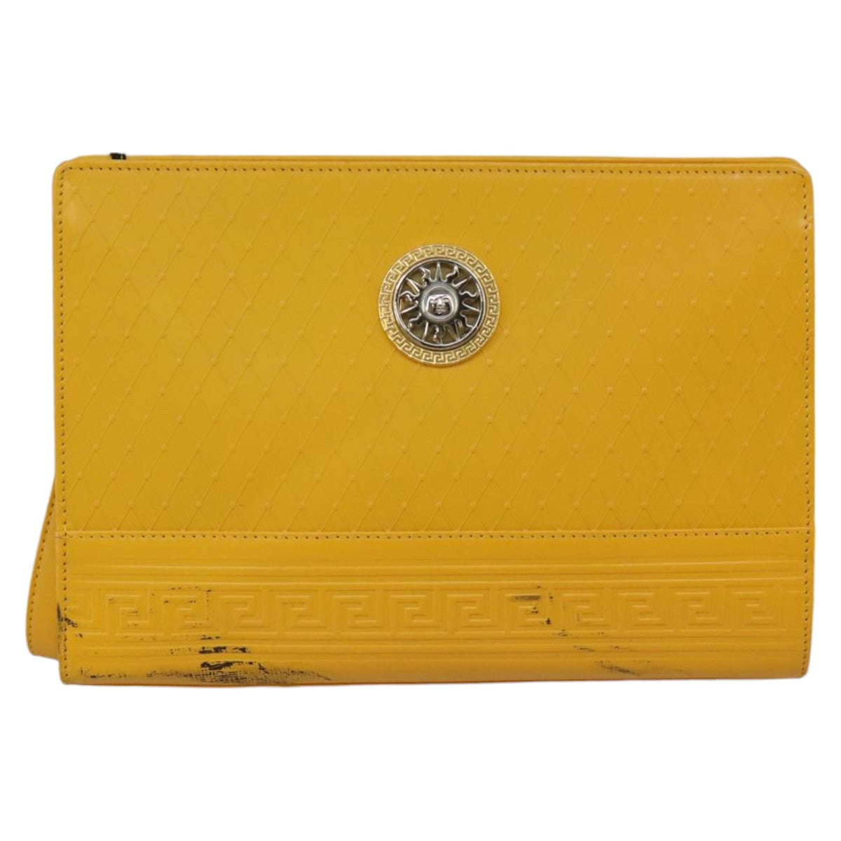 Gianni Versace Clutch Bag Leather Yellow Gold Auth ac3403 - 0