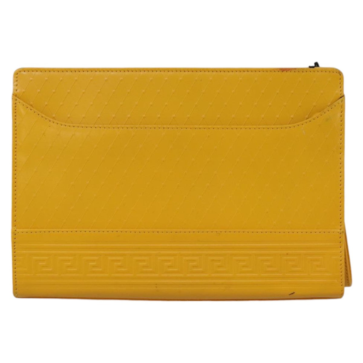 Gianni Versace Clutch Bag Leather Yellow Gold Auth ac3403