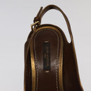 LOUIS VUITTON Monogram High heels Satin 35 1/2 Brown Gold LV Auth ac3410-10