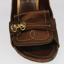 LOUIS VUITTON Monogram High heels Satin 35 1/2 Brown Gold LV Auth ac3410-12