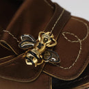 LOUIS VUITTON Monogram High heels Satin 35 1/2 Brown Gold LV Auth ac3410-13